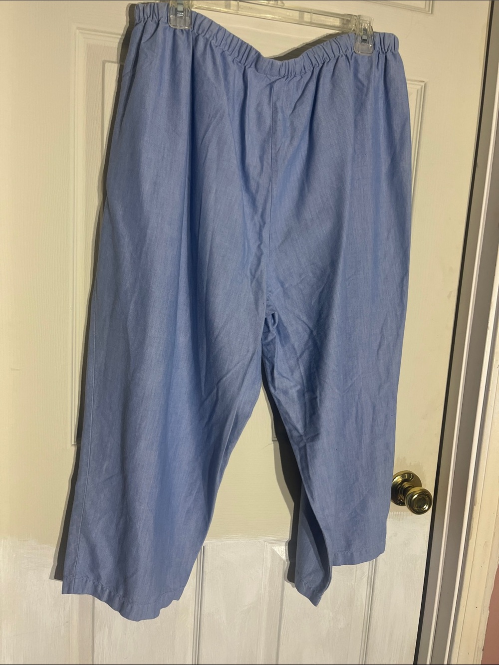 Pull on Lt Blue women XXL ankle‎ casual boho wide leg Elastic Waist Casual Pants